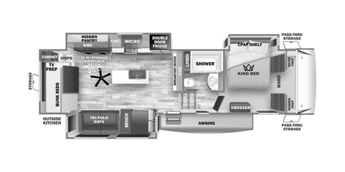 2024 Sabre 32BHT Fifth Wheel at 72 West Motors and RVs STOCK# 113682 Floor plan Layout Photo