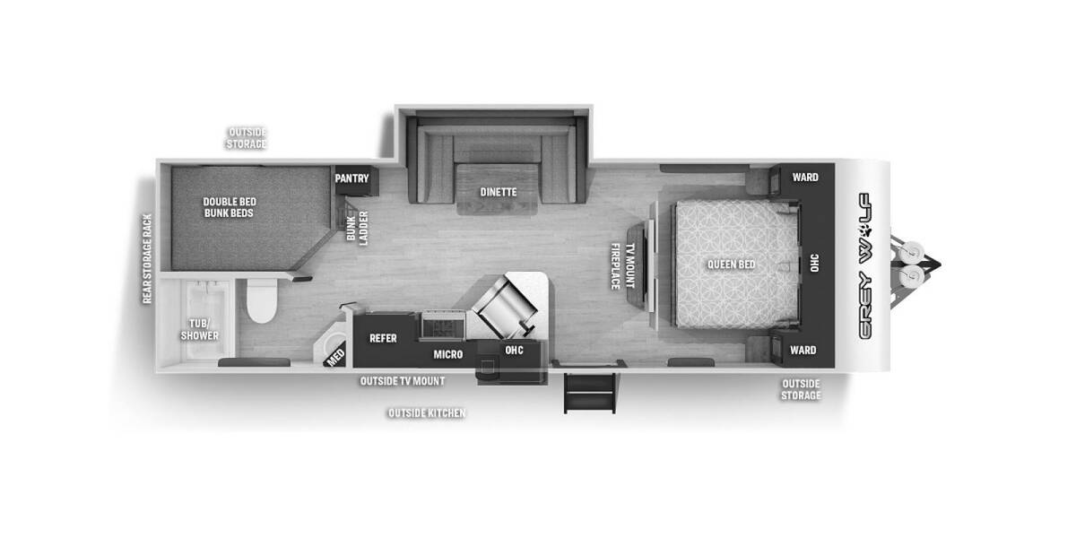 2021 Cherokee Grey Wolf 23DBH Travel Trailer at 72 West Motors and RVs STOCK# 072173 Floor plan Layout Photo