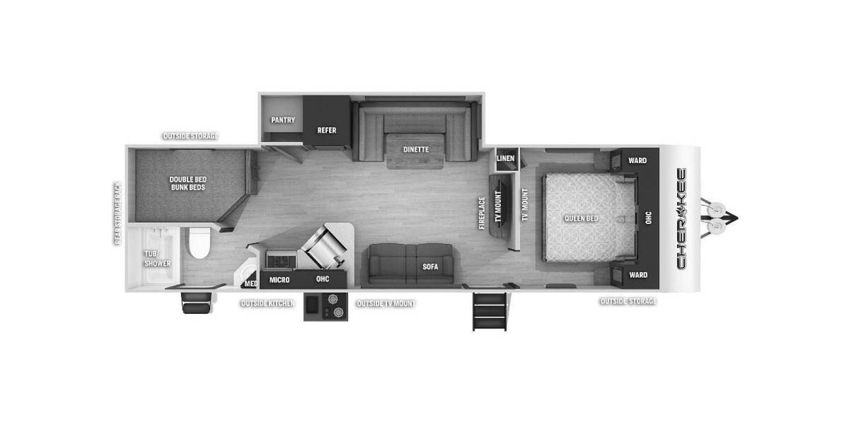 2021 Cherokee 274BRB Travel Trailer at 72 West Motors and RVs STOCK# 150711 Floor plan Layout Photo