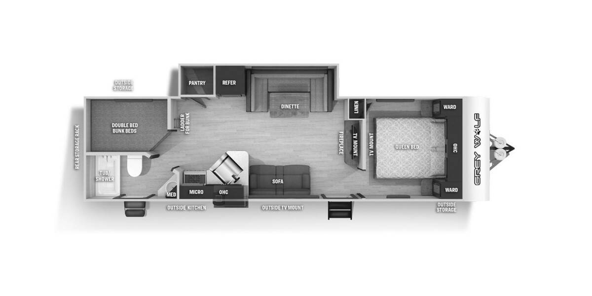 2021 Cherokee Grey Wolf 26BRB Travel Trailer at 72 West Motors and RVs STOCK# 073130 Floor plan Layout Photo