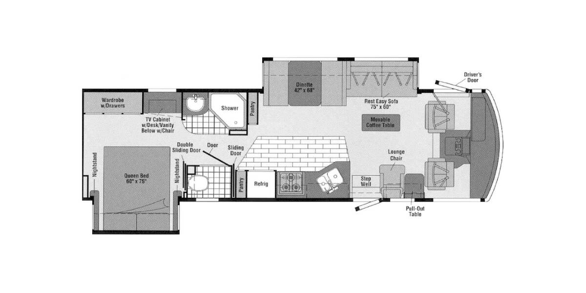 2002 Itasca Suncruiser 32V Class A at 72 West Motors and RVs STOCK# c-32v Floor plan Layout Photo