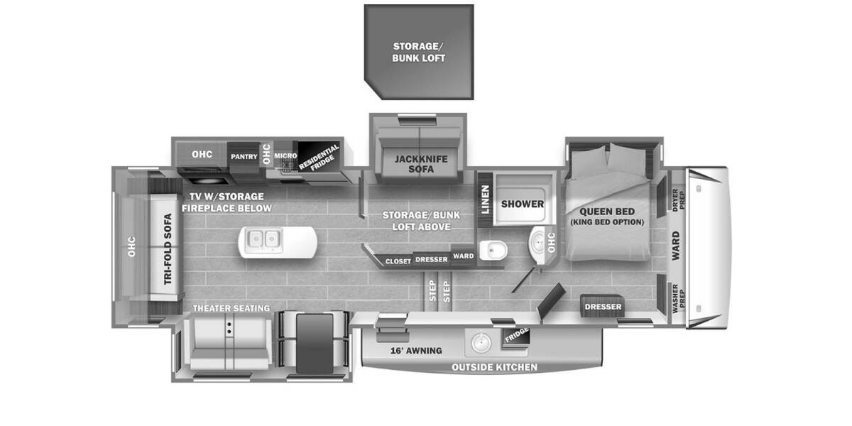 2021 Sabre 36BHQ Fifth Wheel at 72 West Motors and RVs STOCK# 107441 Floor plan Layout Photo