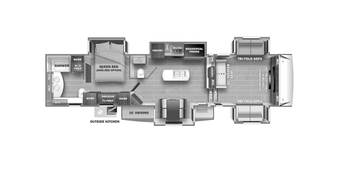 2021 Sabre 37FLH Fifth Wheel at 72 West Motors and RVs STOCK# 107592 Floor plan Layout Photo