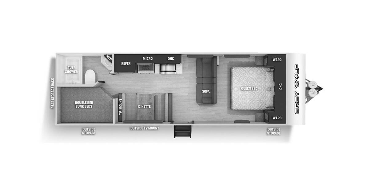 2021 Cherokee Grey Wolf 26DJSE Travel Trailer at 72 West Motors and RVs STOCK# 000253 Floor plan Layout Photo
