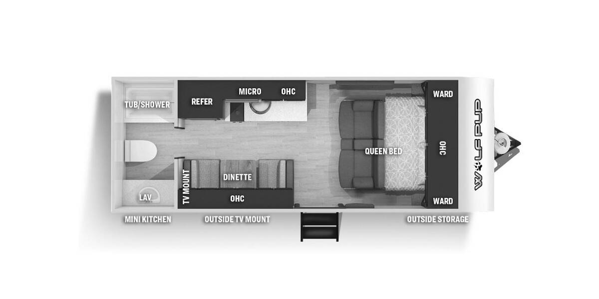 2021 Cherokee Wolf Pup 16FQBL Black Label Travel Trailer at 72 West Motors and RVs STOCK# 016554 Floor plan Layout Photo