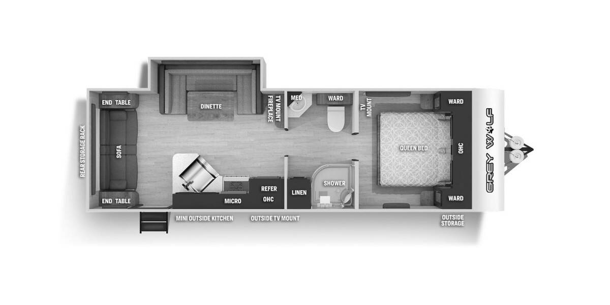 2021 Cherokee Grey Wolf 23MKBL Black Label Travel Trailer at 72 West Motors and RVs STOCK# 075925 Floor plan Layout Photo