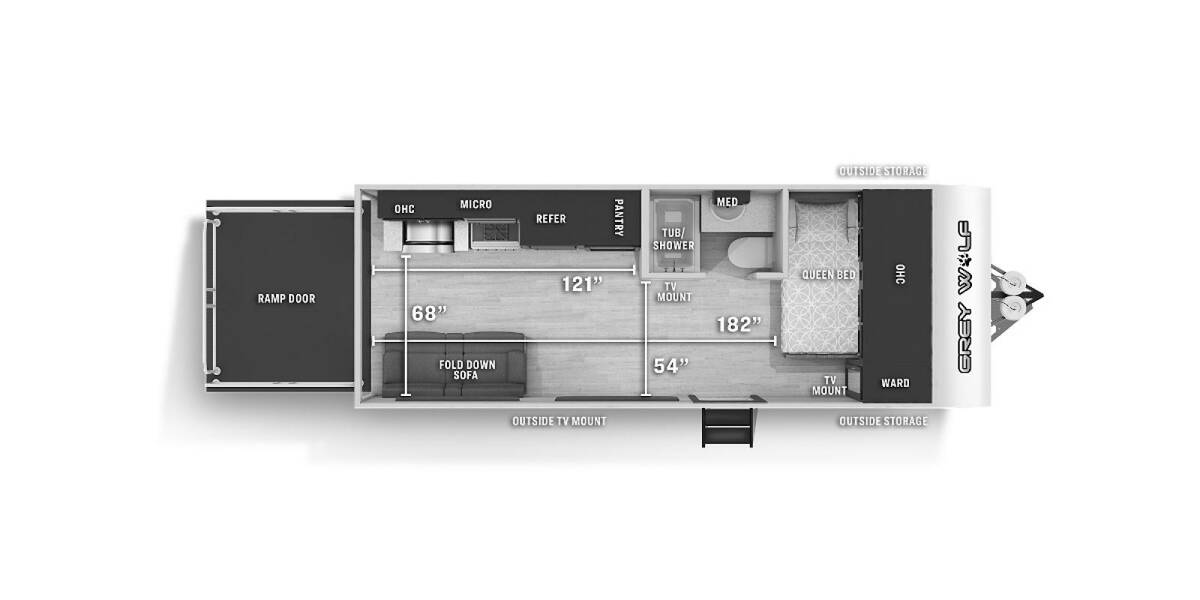 2021 Cherokee Grey Wolf 18RR Travel Trailer at 72 West Motors and RVs STOCK# 076018 Floor plan Layout Photo