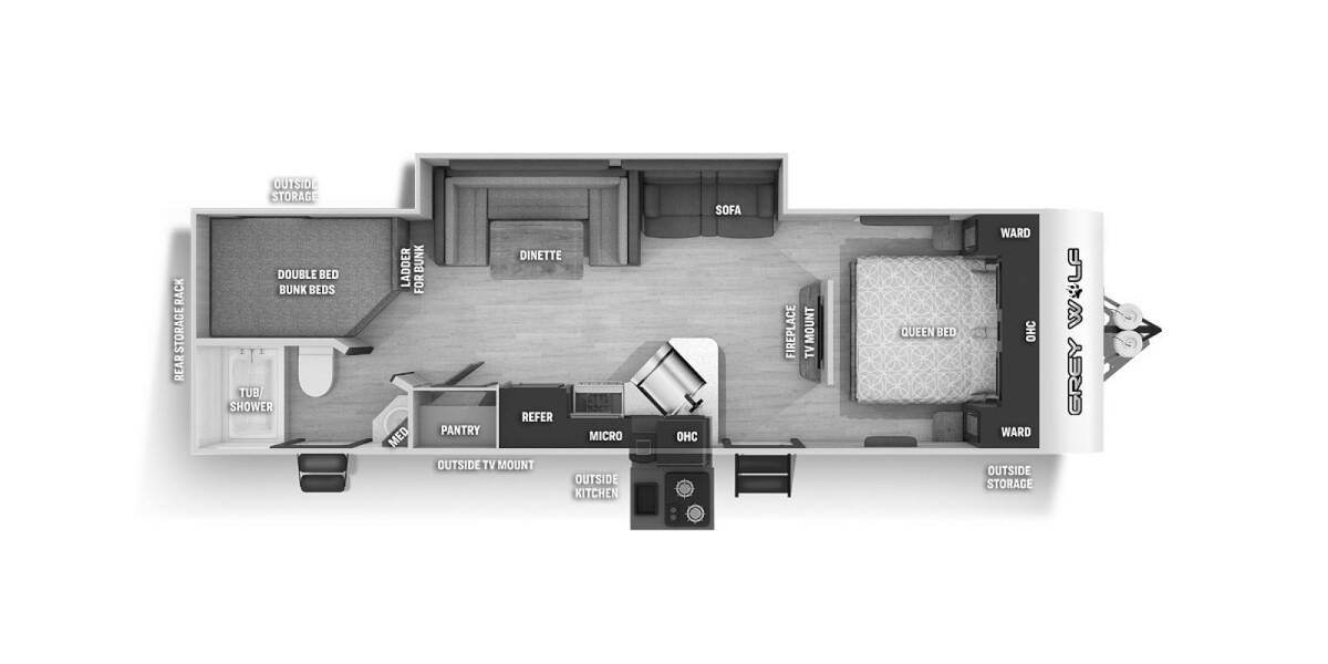 2022 Cherokee Grey Wolf 26DBH Travel Trailer at 72 West Motors and RVs STOCK# 077343 Floor plan Layout Photo