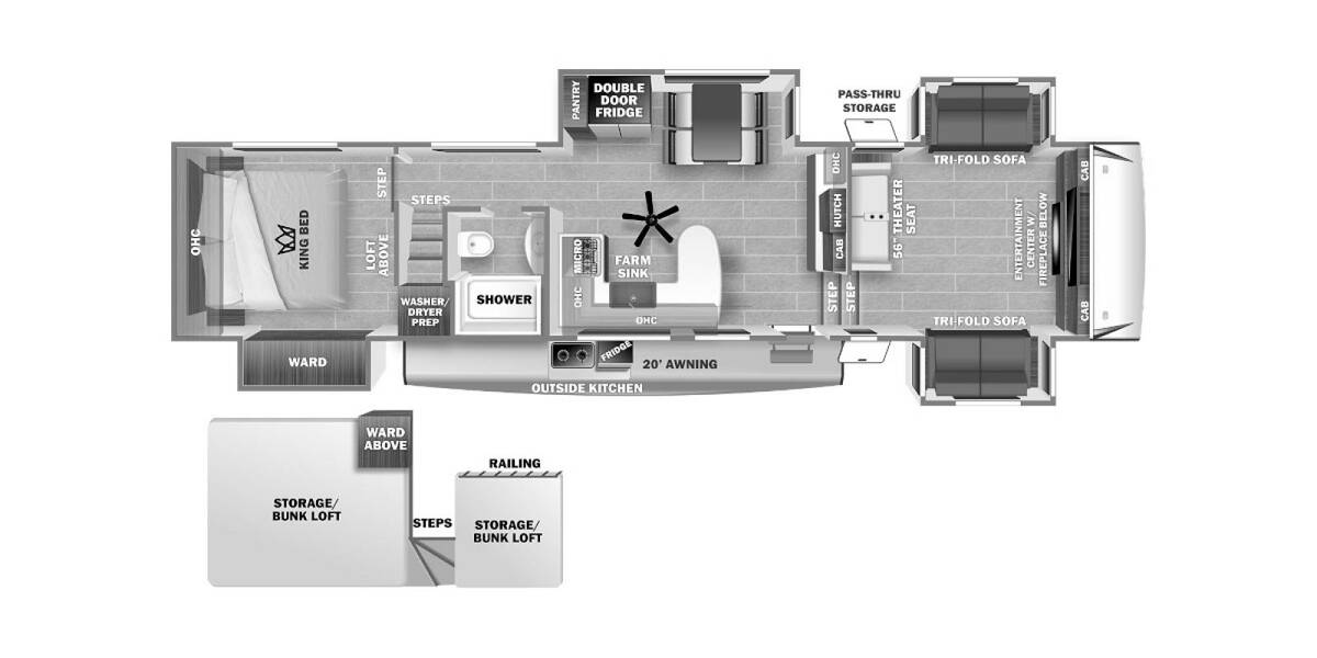 2022 Sabre 37FLL Fifth Wheel at 72 West Motors and RVs STOCK# 108623 Floor plan Layout Photo