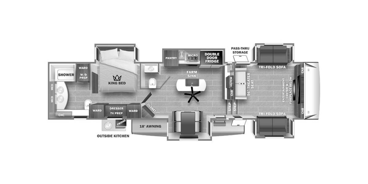 2022 Sabre 37FLH Fifth Wheel at 72 West Motors and RVs STOCK# 109166 Floor plan Layout Photo