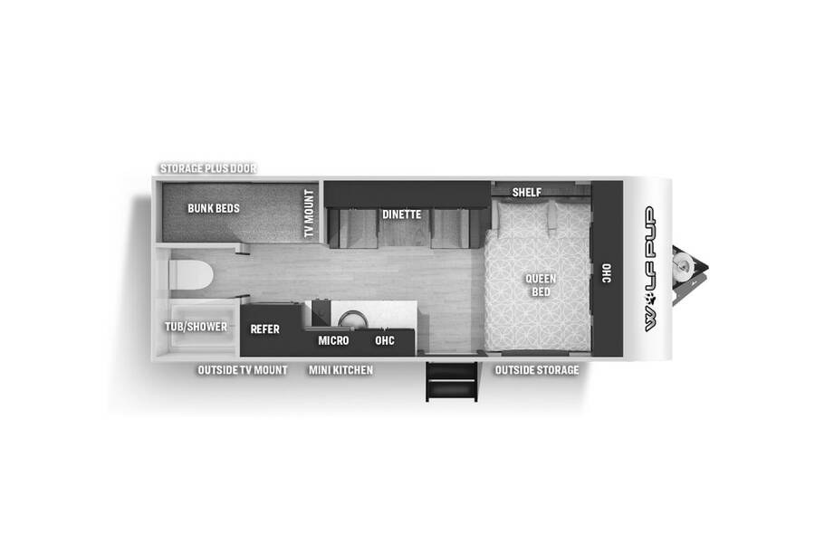 2022 Cherokee Wolf Pup 16BHS Travel Trailer at 72 West Motors and RVs STOCK# 021036 Floor plan Layout Photo