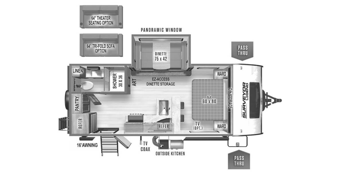 2022 Surveyor Legend 202RBLE Travel Trailer at 72 West Motors and RVs STOCK# 042216 Floor plan Layout Photo