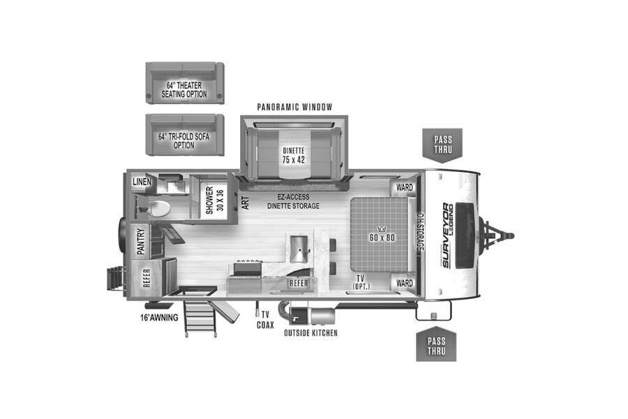 2022 Surveyor Legend 202RBLE  at 72 West Motors and RVs STOCK# 042216 Floor plan Layout Photo