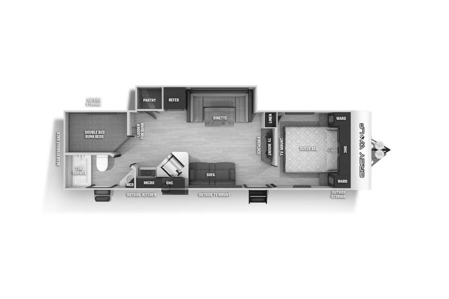 2022 Cherokee Grey Wolf 26BRB Travel Trailer at 72 West Motors and RVs STOCK# 080280 Floor plan Layout Photo