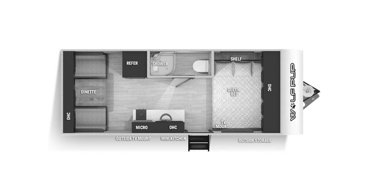 2022 Cherokee Wolf Pup 16TSBL Black Label Travel Trailer at 72 West Motors and RVs STOCK# 021599 Floor plan Layout Photo