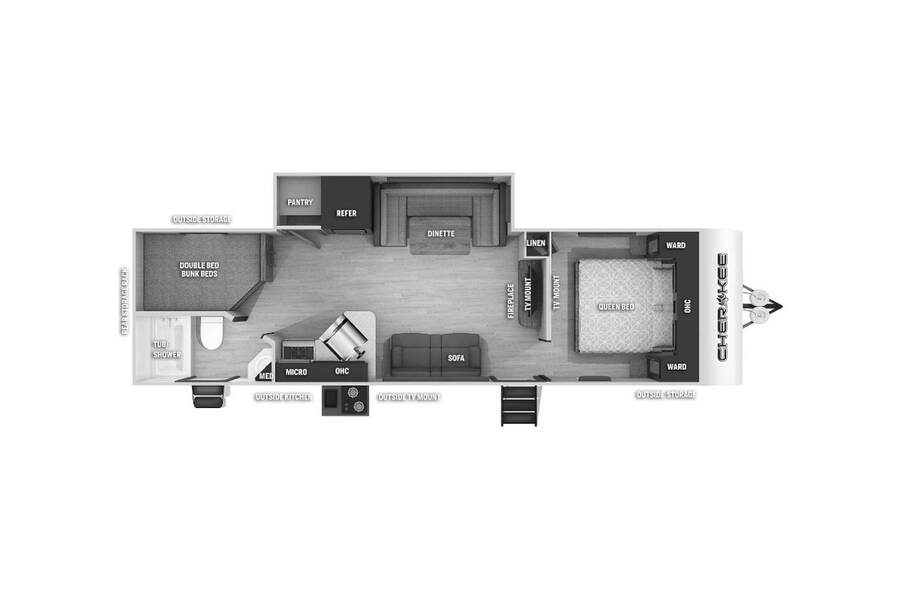 2022 Cherokee 274BRB  at 72 West Motors and RVs STOCK# 158704 Floor plan Layout Photo