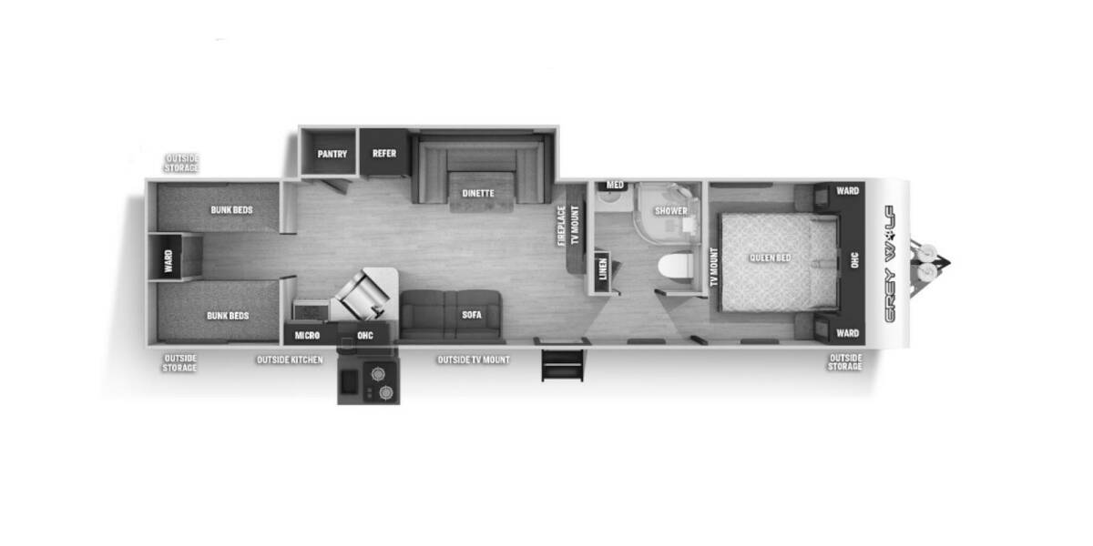 2022 Cherokee Grey Wolf 29BRB Travel Trailer at 72 West Motors and RVs STOCK# 084059 Floor plan Layout Photo