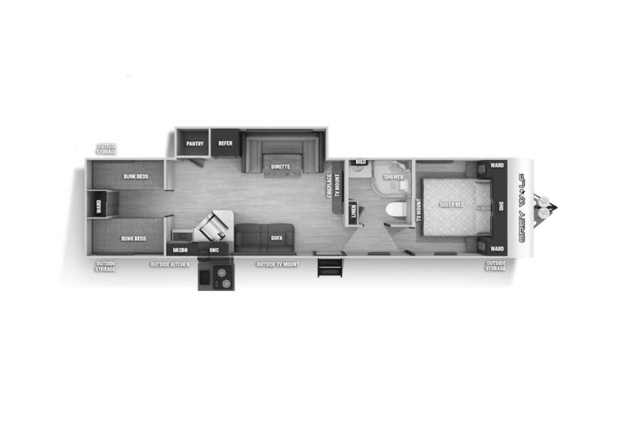 2022 Cherokee Grey Wolf 29BRB Travel Trailer at 72 West Motors and RVs STOCK# 084059 Floor plan Layout Photo