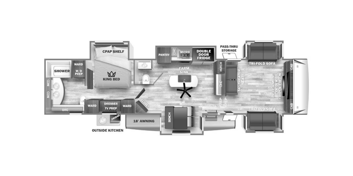 2023 Sabre 37FLH Fifth Wheel at 72 West Motors and RVs STOCK# 112098 Floor plan Layout Photo