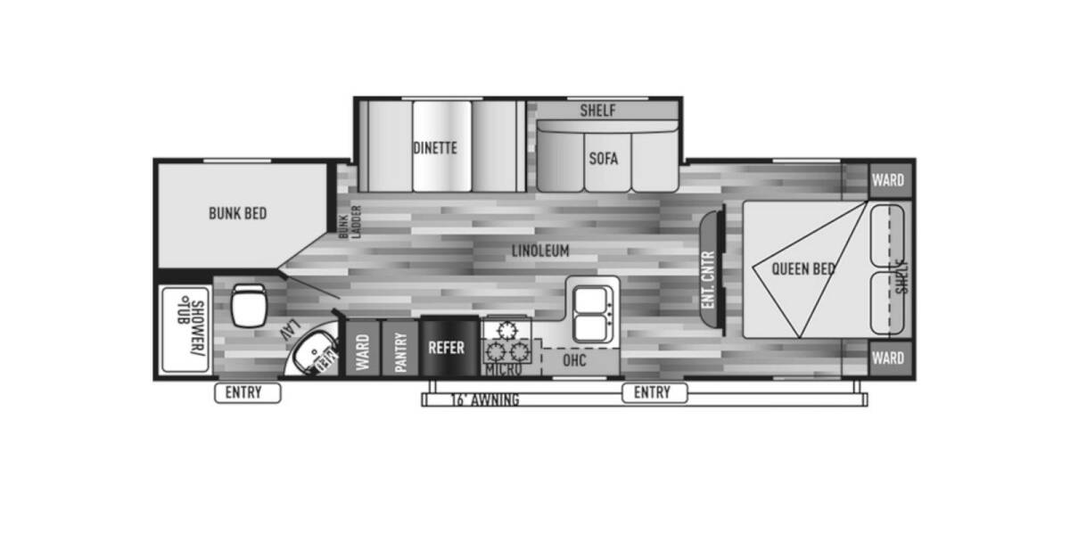 2015 Wildwood X-Lite 262BHXL Travel Trailer at 72 West Motors and RVs STOCK# 347124U Floor plan Layout Photo