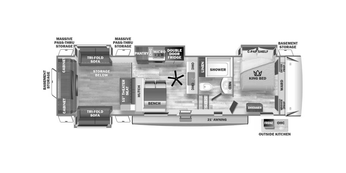 2023 Sabre 350RL Fifth Wheel at 72 West Motors and RVs STOCK# 112552 Floor plan Layout Photo