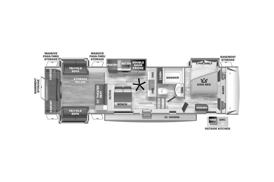 2023 Sabre 350RL Fifth Wheel at 72 West Motors and RVs STOCK# 112555 Floor plan Layout Photo