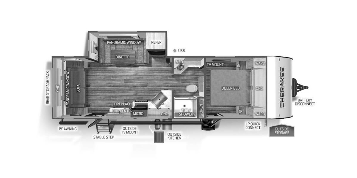 2023 Cherokee 243TR Travel Trailer at 72 West Motors and RVs STOCK# 160919 Floor plan Layout Photo