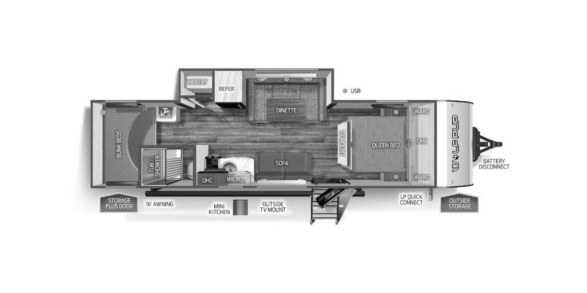 2023 Cherokee Wolf Pup 25JB Travel Trailer at 72 West Motors and RVs STOCK# 028395 Floor plan Layout Photo