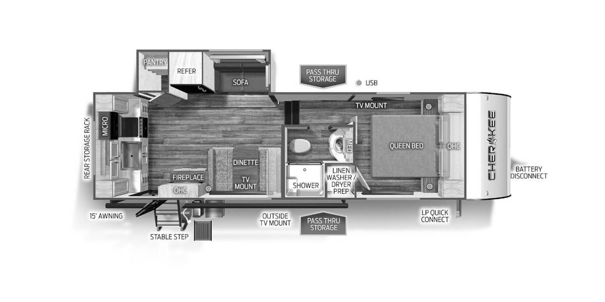 2023 Cherokee Black Label 235MBBL Fifth Wheel at 72 West Motors and RVs STOCK# 161026 Floor plan Layout Photo