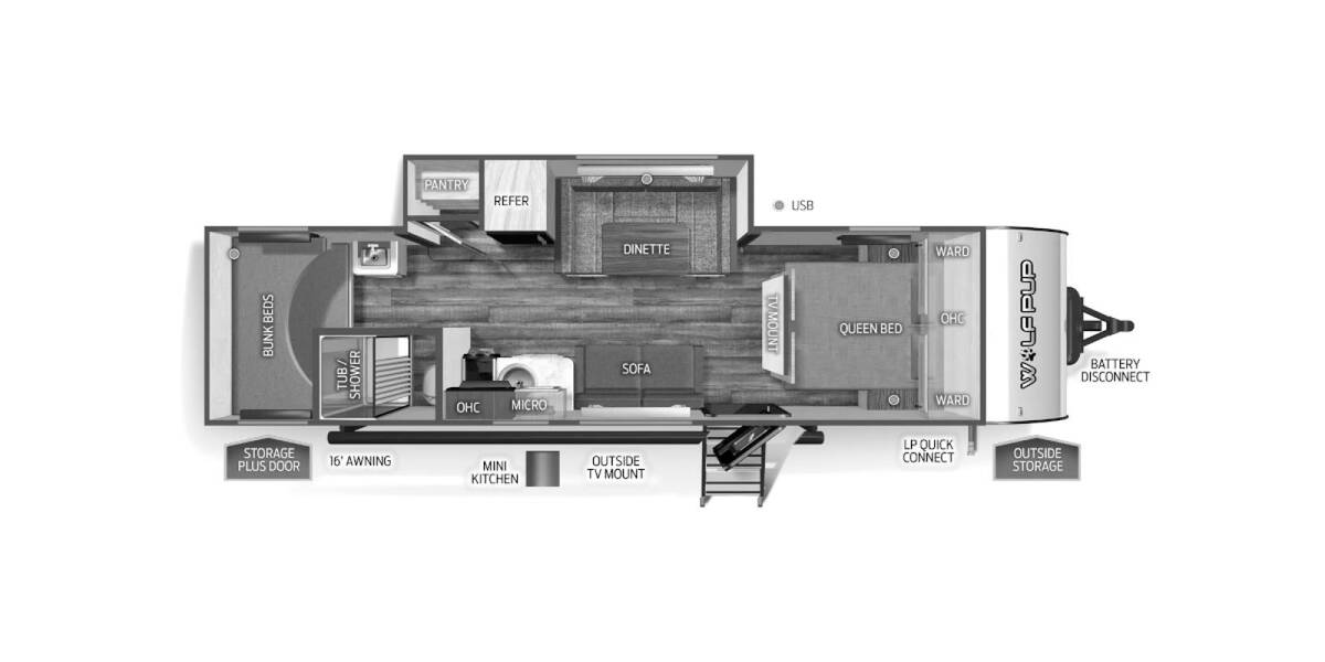 2024 Cherokee Wolf Pup 25JBW Travel Trailer at 72 West Motors and RVs STOCK# 029848 Floor plan Layout Photo