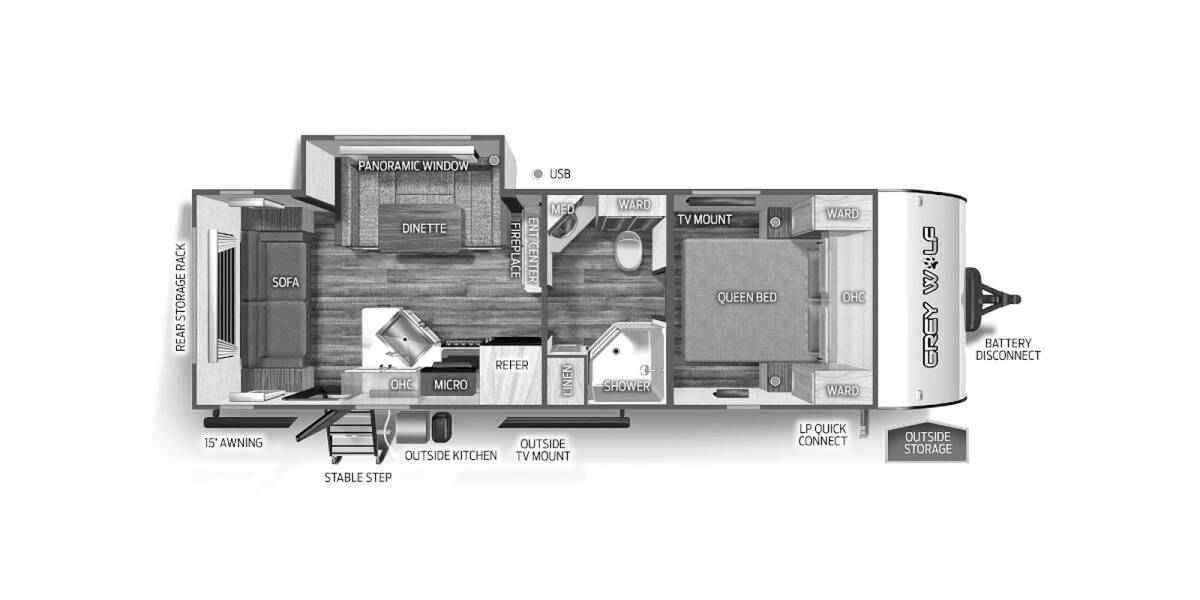 2024 Cherokee Grey Wolf 23MK Travel Trailer at 72 West Motors and RVs STOCK# 087883 Floor plan Layout Photo