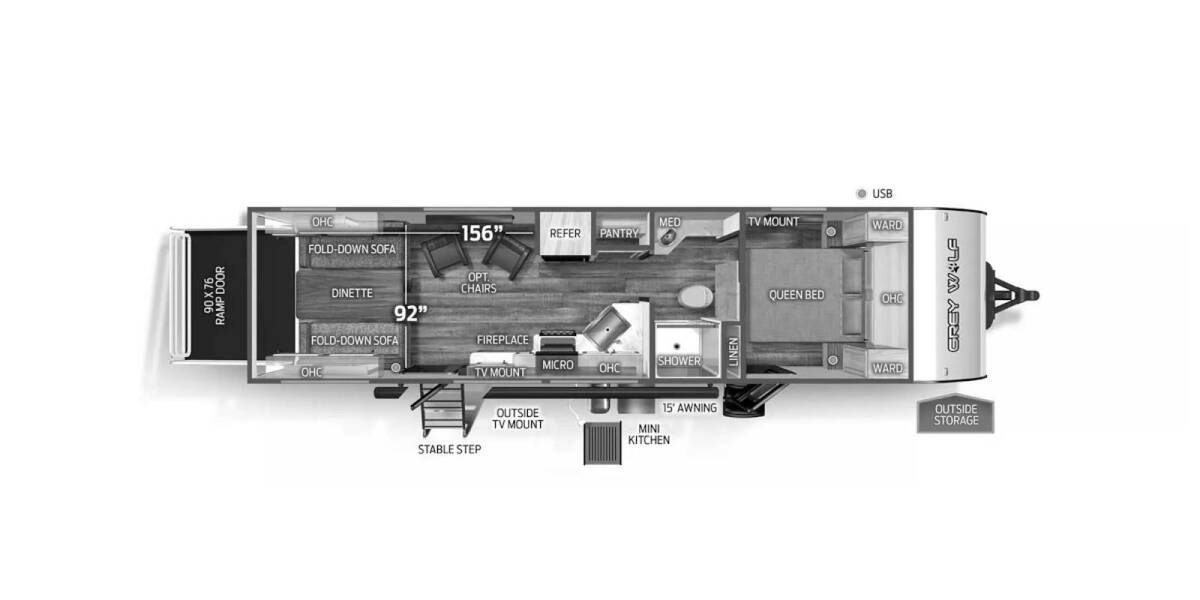 2024 Cherokee Grey Wolf 24RRT Travel Trailer at 72 West Motors and RVs STOCK# 088416 Floor plan Layout Photo