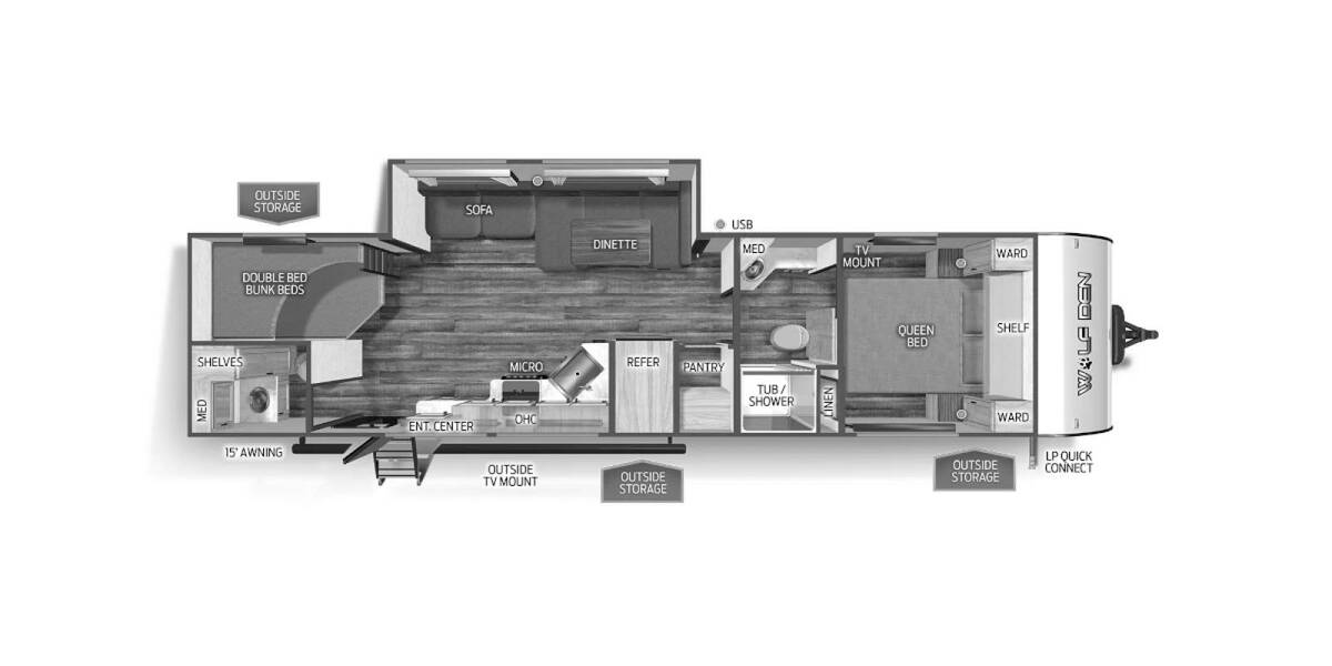 2024 Cherokee Wolf Den 282DS Travel Trailer at 72 West Motors and RVs STOCK# 162876 Floor plan Layout Photo