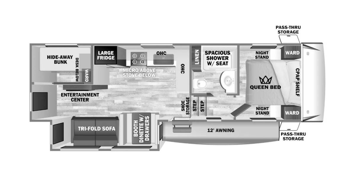 2024 Sabre 26BBR Fifth Wheel at 72 West Motors and RVs STOCK# 113992 Floor plan Layout Photo