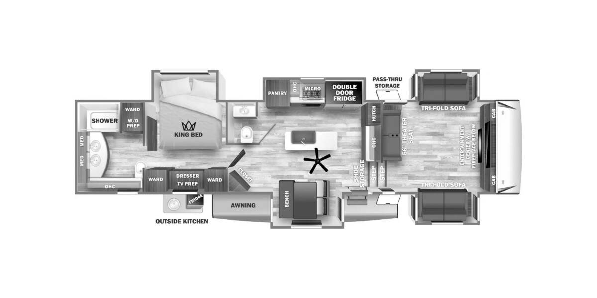2024 Sabre 37FLH Fifth Wheel at 72 West Motors and RVs STOCK# 113917 Floor plan Layout Photo