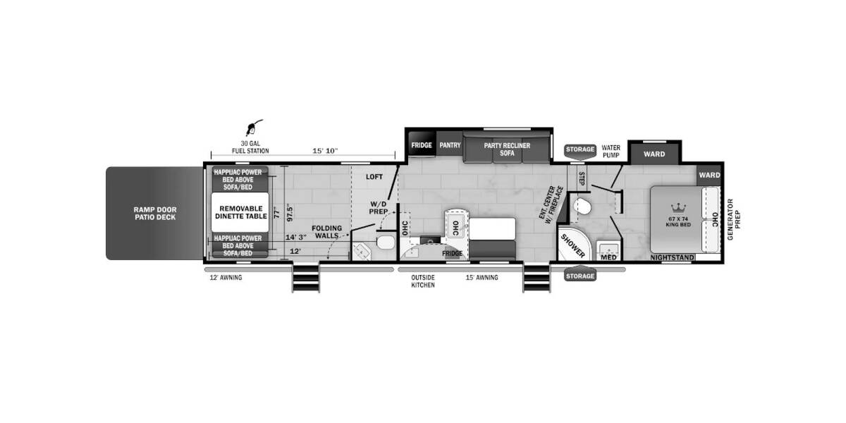 2024 Cherokee Wolf Pack Toy Hauler 365PACK16 Fifth Wheel at 72 West Motors and RVs STOCK# 222804 Floor plan Layout Photo