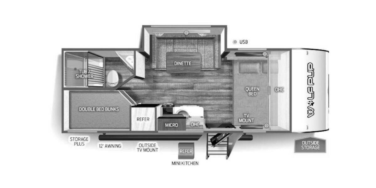 2024 Cherokee Wolf Pup 17JWBL Travel Trailer at 72 West Motors and RVs STOCK# 033153 Floor plan Layout Photo